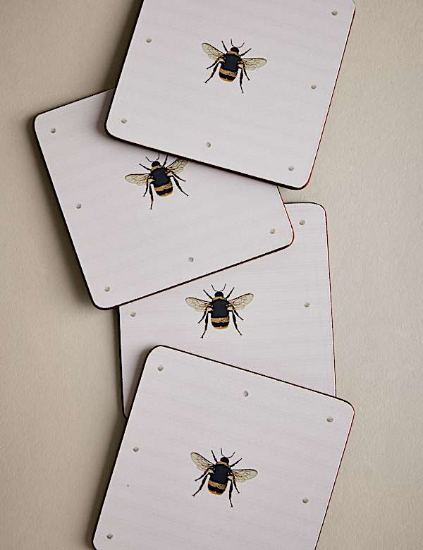 Set of 4 Bee Print Placemats & 4 Coasters