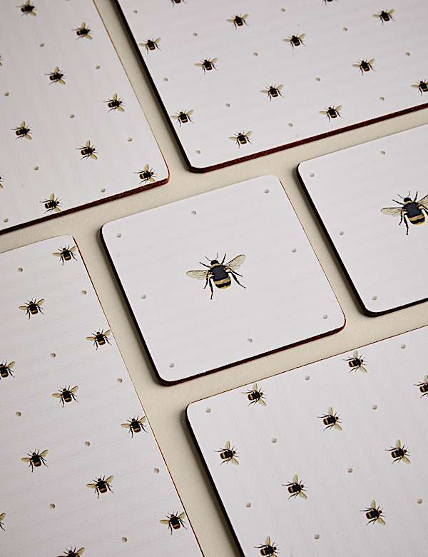 Set of 4 Bee Print Placemats & 4 Coasters
