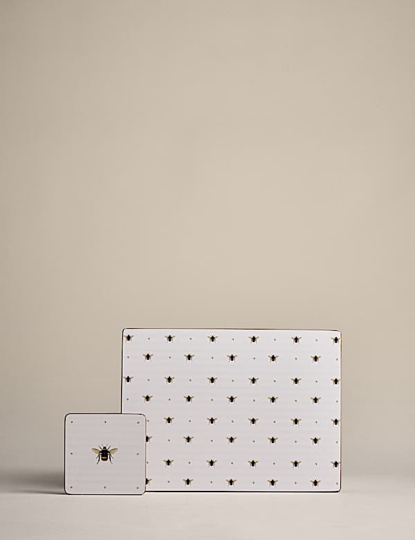 Set of 4 Bee Print Placemats & 4 Coasters - SI