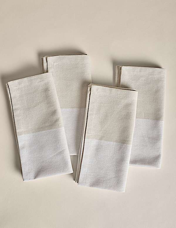Set of 4 Woven Banded Napkins - CA