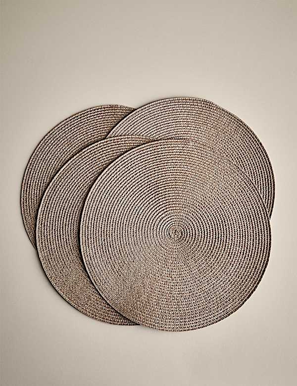 Set of 4 Round Woven Placemats - SK