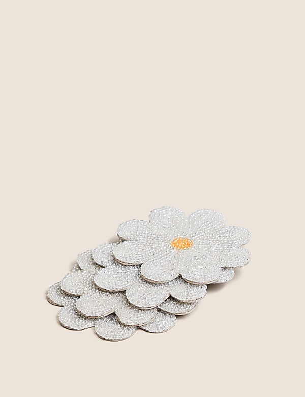 Set of 4 Beaded Floral Coasters