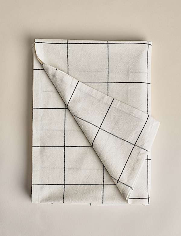 Karierte Tischdecke aus Baumwolle und Leinen - DE