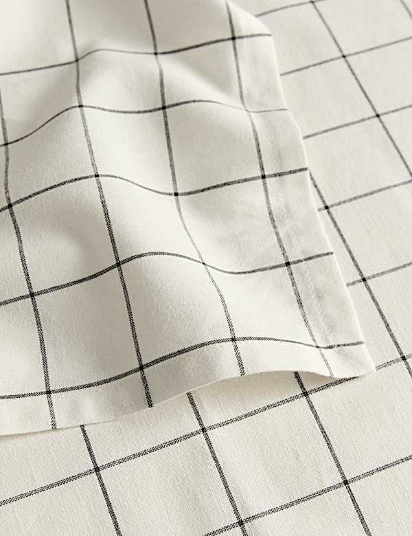 Set of 4 Cotton with Linen Linear Check Napkins - MX