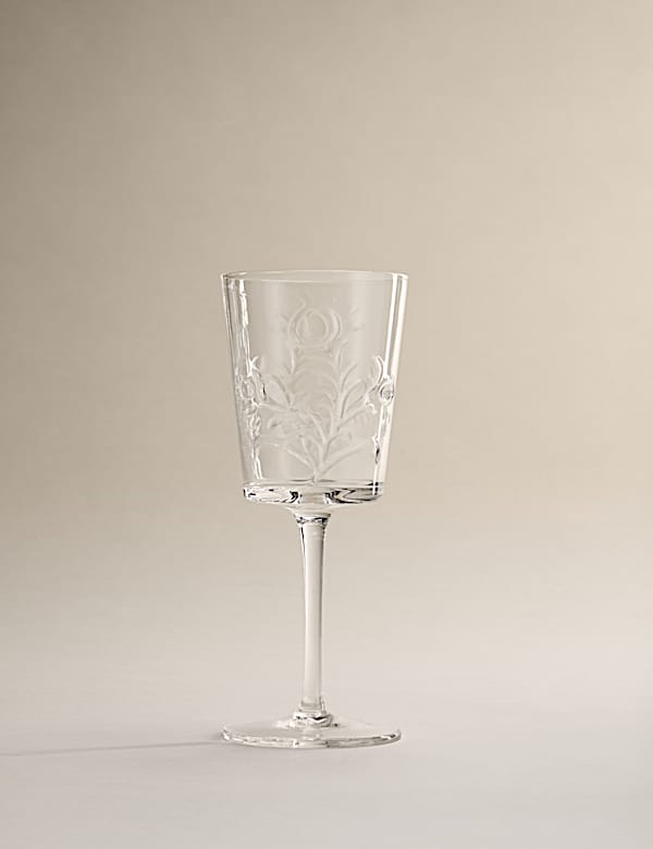 Sada 2 embosovaných sklenic na víno s květinovým vzorem - CZ