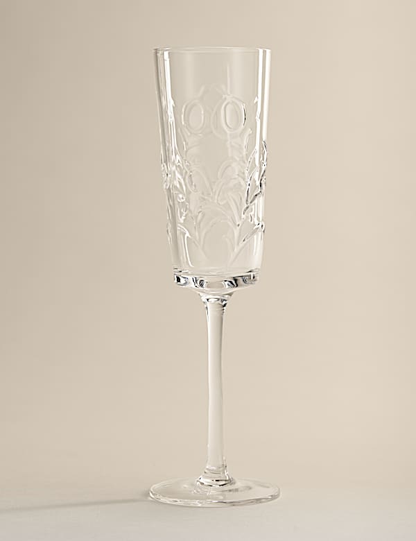 Set of 2 Embossed Floral Champagne Flutes - TW