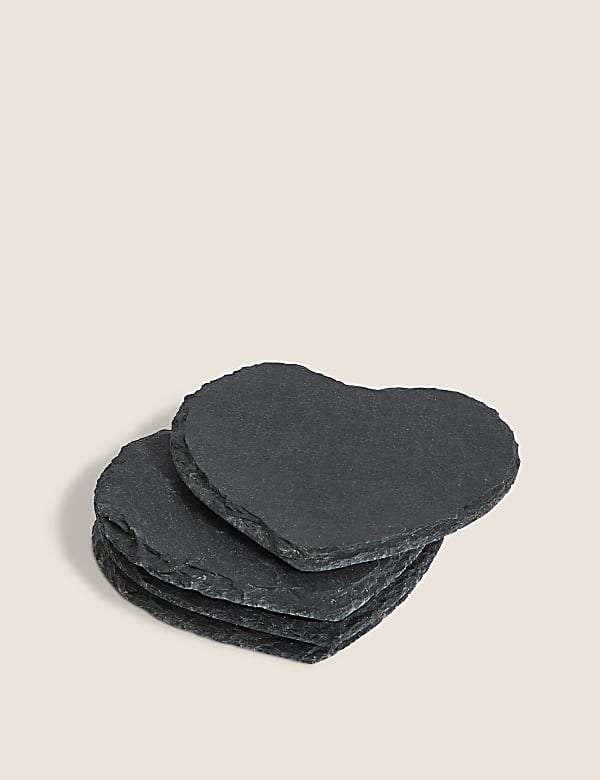 Set of 4 Heart Slate Coasters