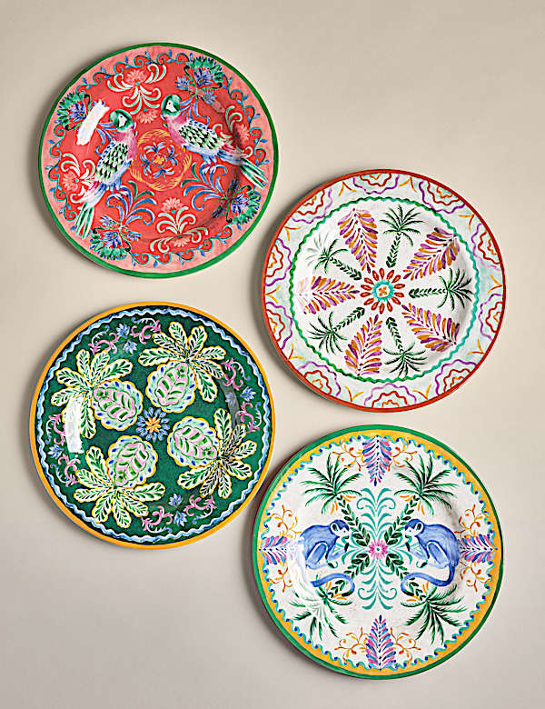 Set of 4 Boho Picnic Dinner Plates - NL