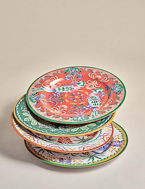 Set of 4 Boho Picnic Dinner Plates - BN