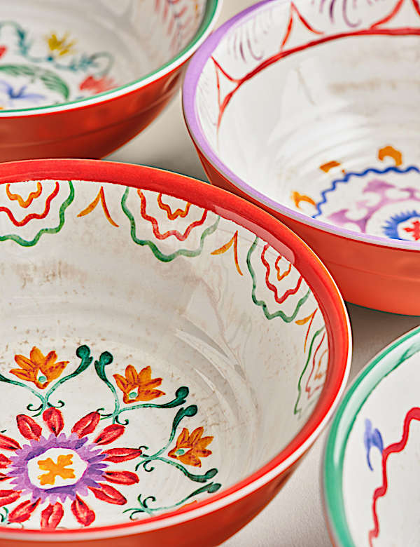 Set of 4 Boho Picnic Cereal Bowls - HU