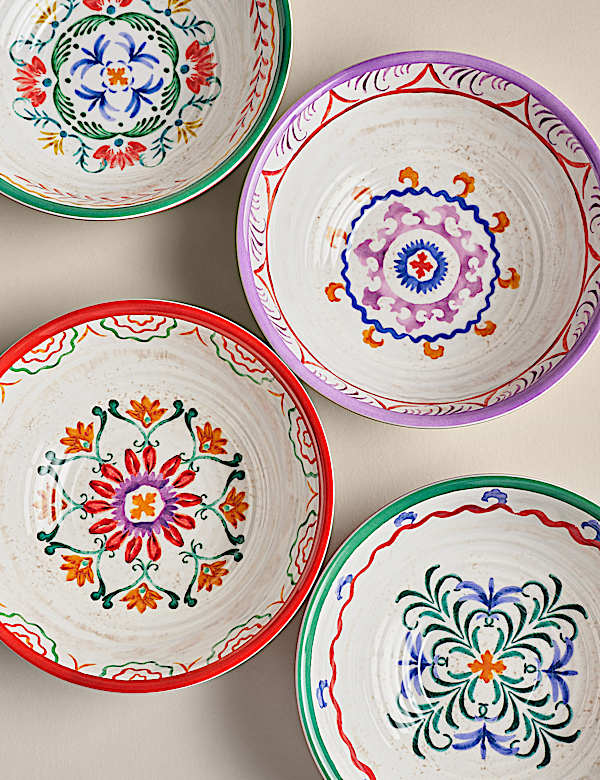 Set of 4 Boho Picnic Cereal Bowls - BN