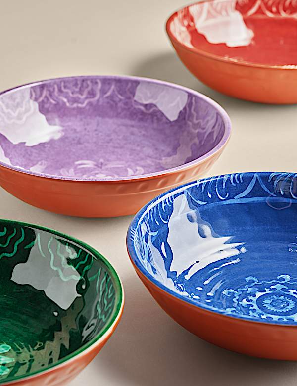 Set of 4 Boho Picnic Pasta Bowls - BN