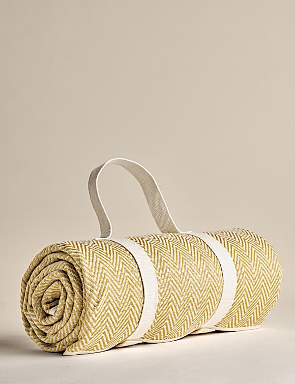 Boho Herringbone Foldaway Picnic Blanket - CZ