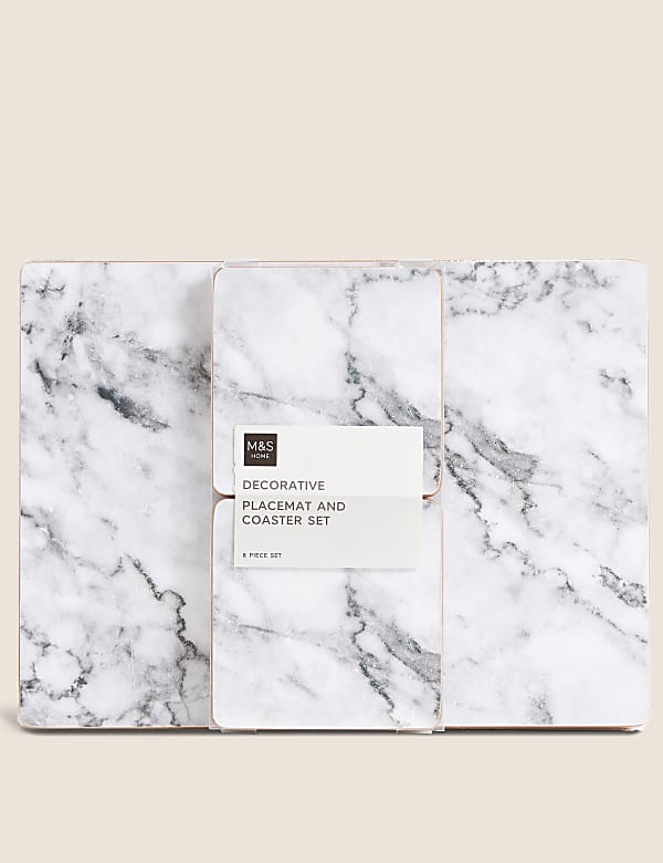 Set of 4 Marble Effect Placemats & 4 Coasters