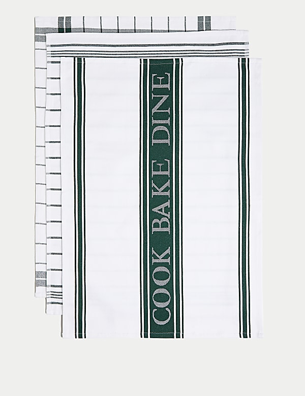 Set of 3 Cotton Rich Striped Tea Towels - IL