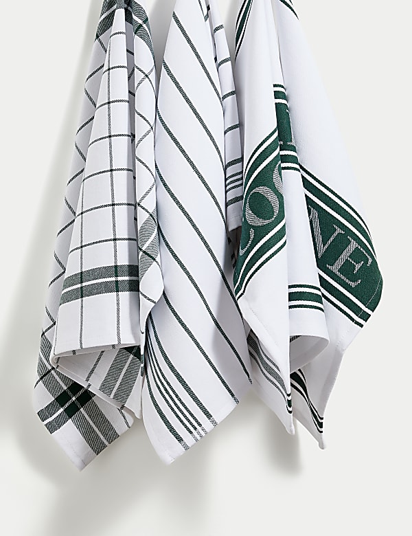 Set of 3 Cotton Rich Striped Tea Towels - IL