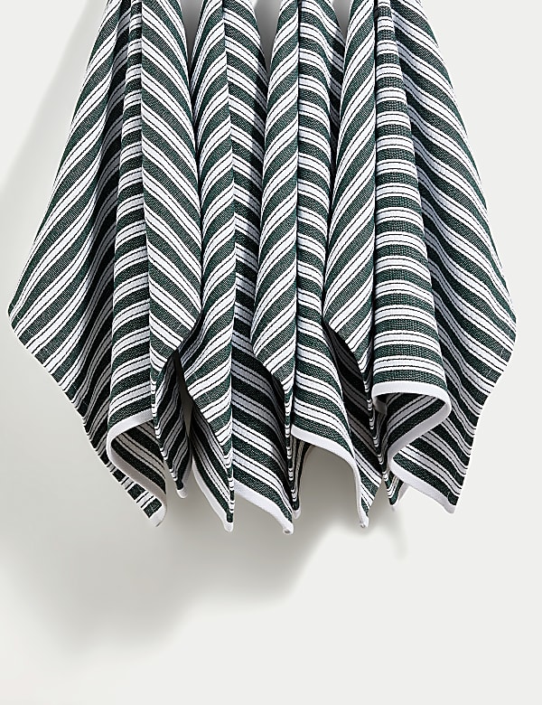 Lot de 4 torchons &agrave; vaisselle en coton &agrave; motif tress&eacute; - FR