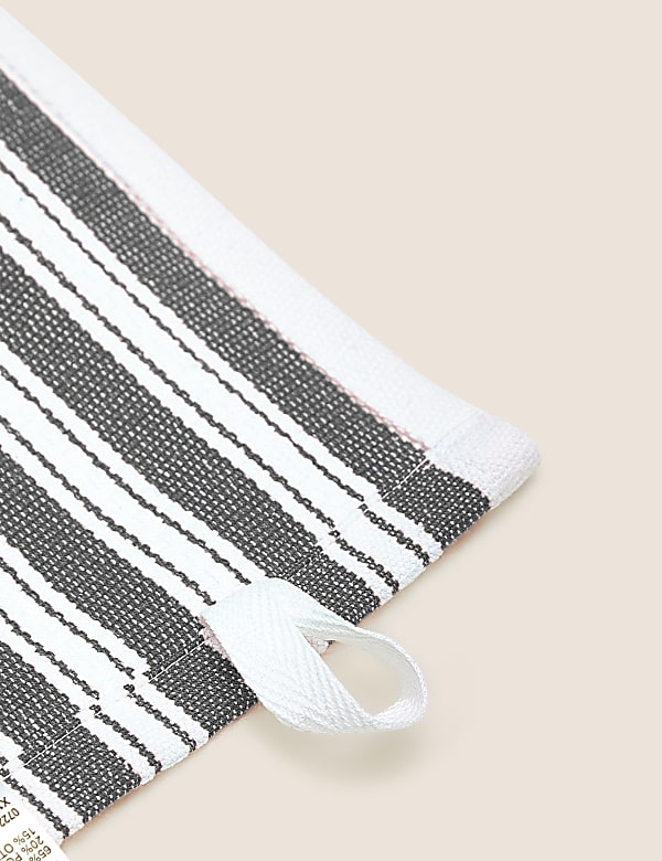 Ριγέ πετσέτες κουζίνας με υψηλή περιεκτικότητα σε βαμβάκι, σετ των 4 - GR