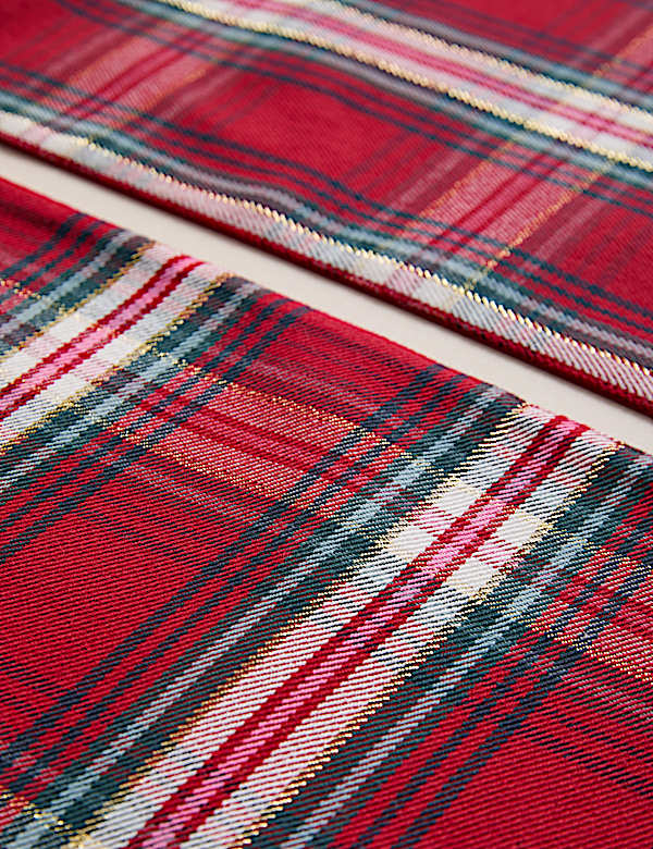 Juego de 2 manteles individuales de algodón de cuadros escoceses - ES