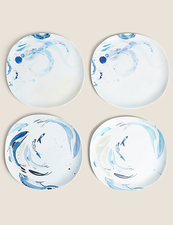 Set of 4 Nautical Picnic Dinner Plates
