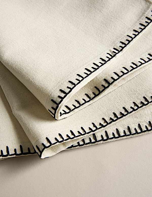 Set of 4 Pure Cotton Blanket Stitch Napkins - BE