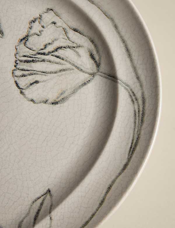 Floral Crackle Oval Platter - DK