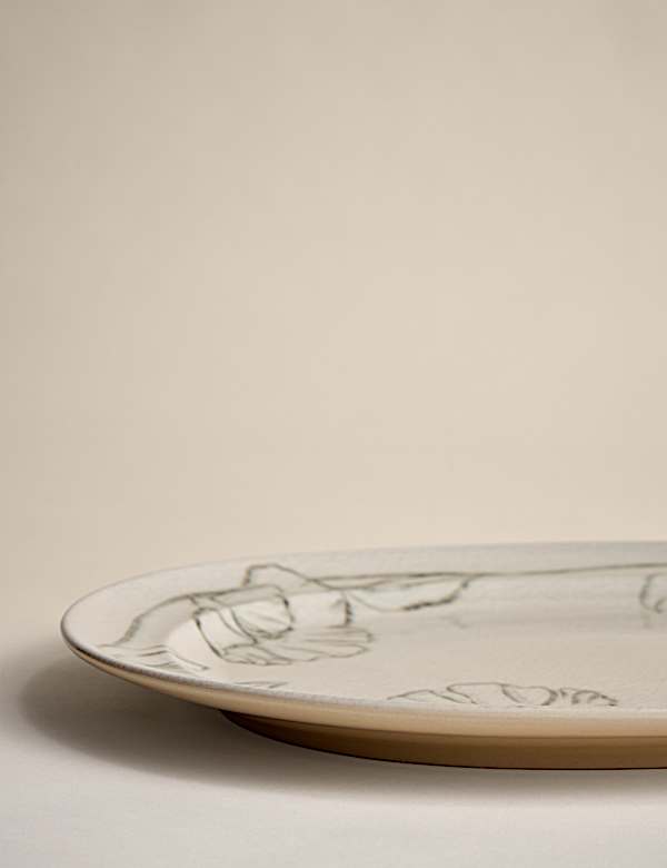 Floral Crackle Oval Platter - DK