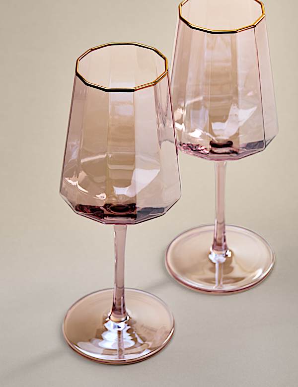 Set of 2 Pearlescent Lustre Wine Glasses - CN