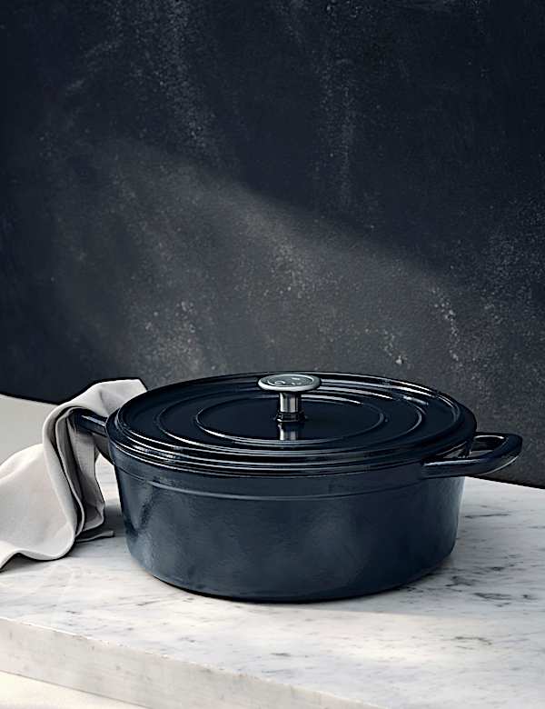 Cast Iron Shallow Blue Casserole Dish - SK