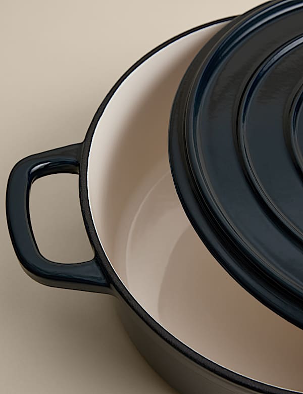 Cast Iron Shallow Blue Casserole Dish - SK