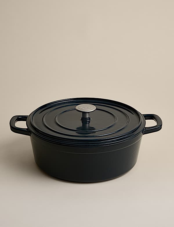 Cast Iron Shallow Blue Casserole Dish - SK