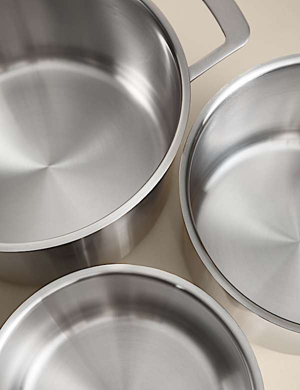 3 Piece Stainless Steel Saucepan Set - SK
