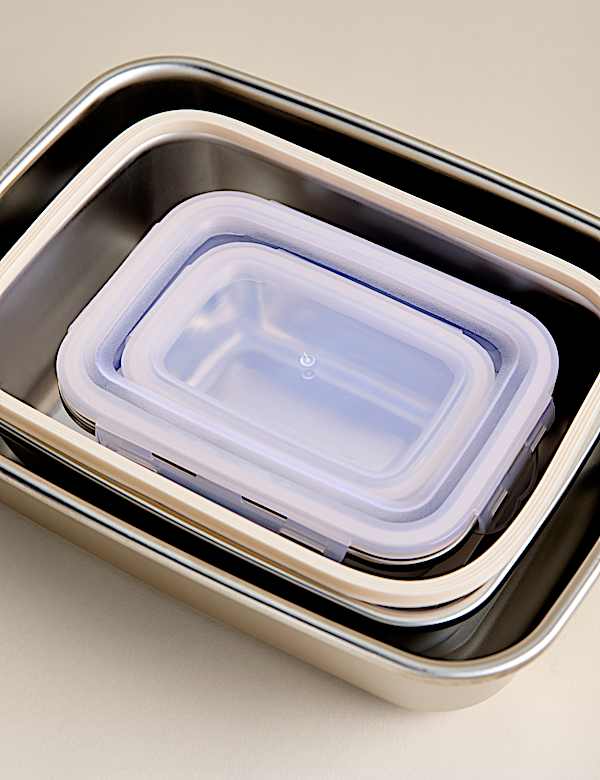 Set of 4 Stainless Steel Food Storage Containers - EE