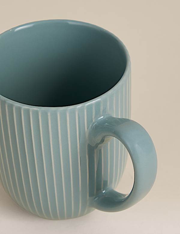 Striped Ribbed Glazed Mug - CA