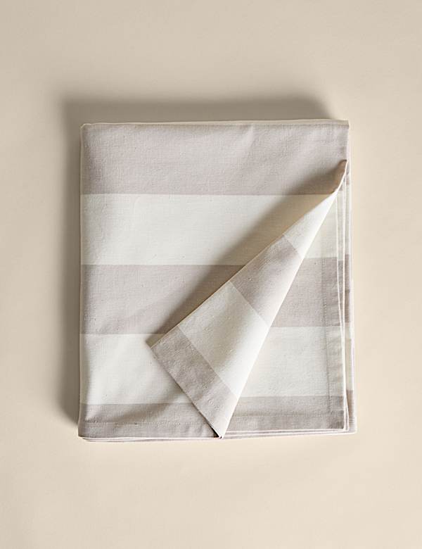 Cotton with Linen Wide Stripe Tablecloth - HU