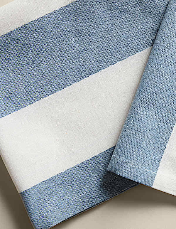 Set of 4 Cotton with Linen Wide Stripe Napkins - TW