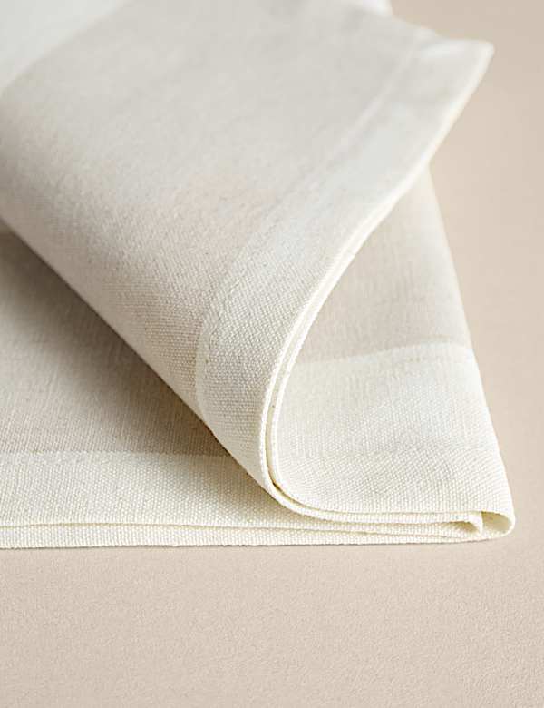 4er-Set Breit gestreifte Servietten aus Baumwolle mit Leinenanteil - AT