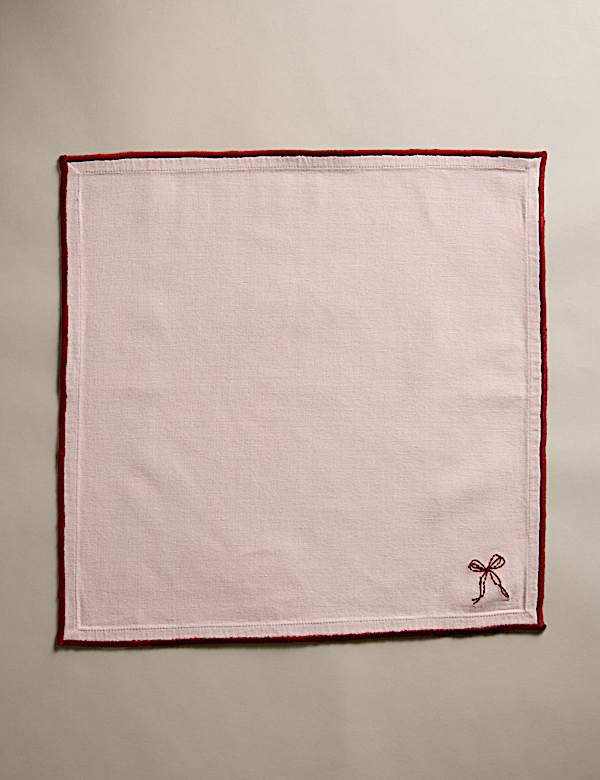 Set of 4 Pure Cotton Bow Napkins - FR