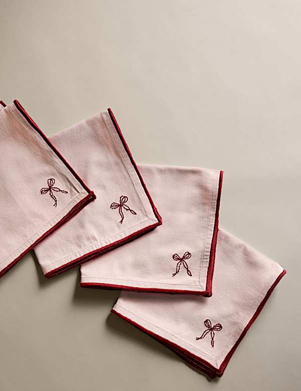 Lot de 4 serviettes de table 100 % coton à nœud - FR