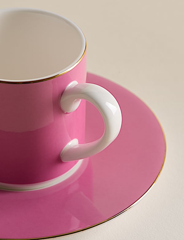 2 Pack Bone China Espresso Cups & Saucers - LU