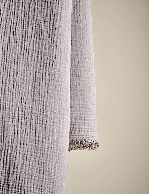 Τραπεζομάντιλο από 100% βαμβακερή μουσελίνα με ξέφτια - GR