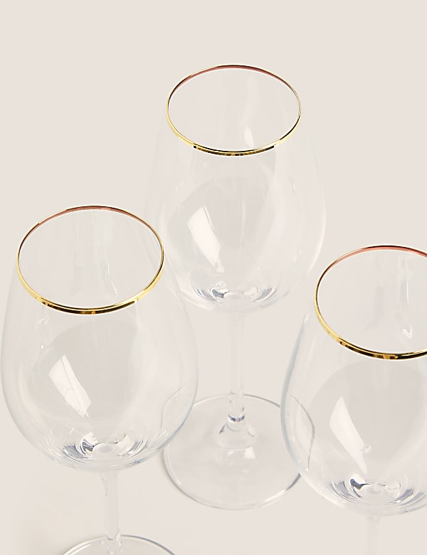 Set of 4 Maxim Gold Rim White Wine Glasses