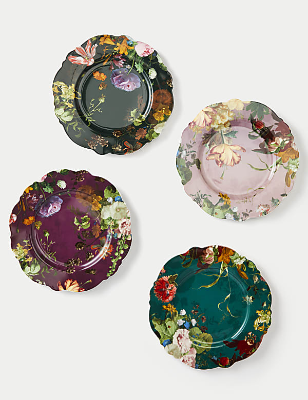 Lot de 4 petites assiettes à motif fleuri - FR