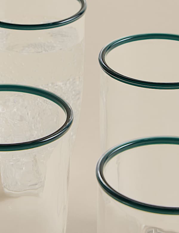 Set of 4 Contrast Rim Acrylic Picnic Hi Balls - BN