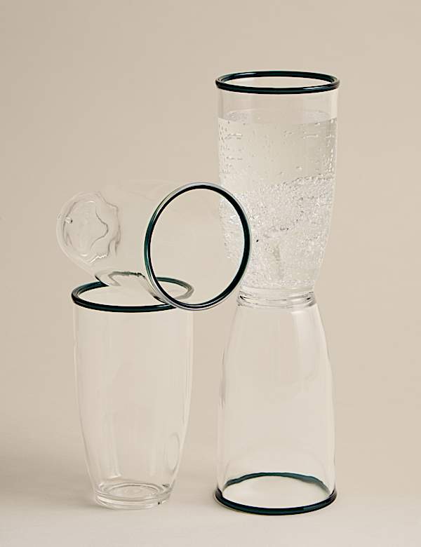 Set of 4 Contrast Rim Acrylic Picnic Hi Balls - BN