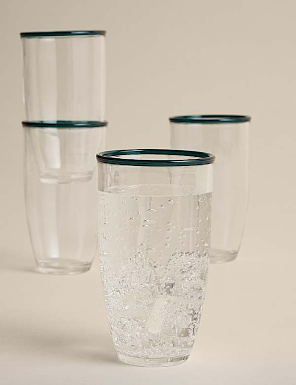 Set van 4 picknicklimonadeglazen van acryl met contrasterende rand - BE