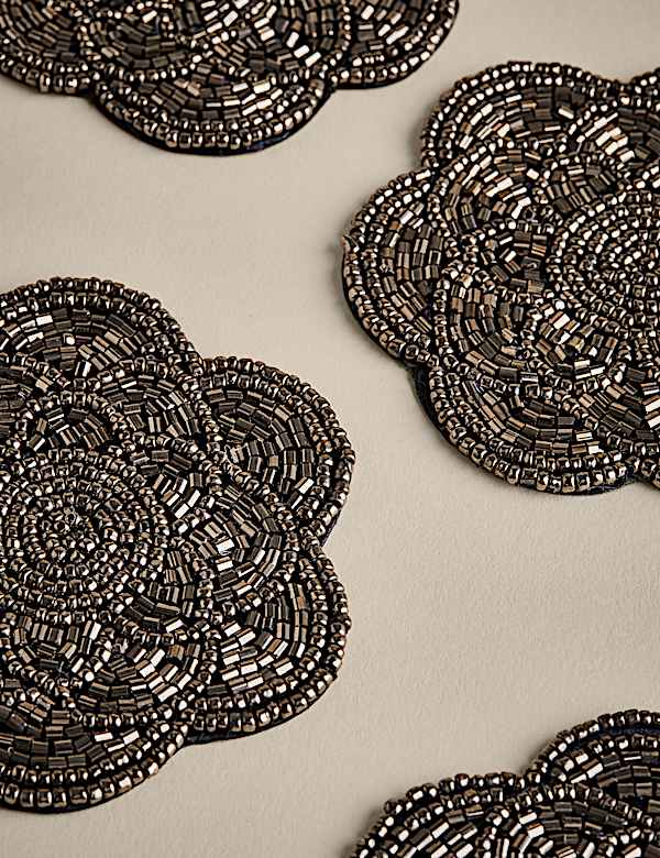 Lot de 4&nbsp;dessous de verre festonnés de perles - LU