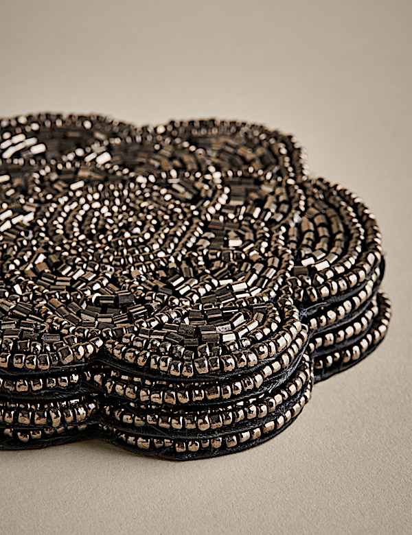 Set of 4 Beaded Scallop Coasters - JE