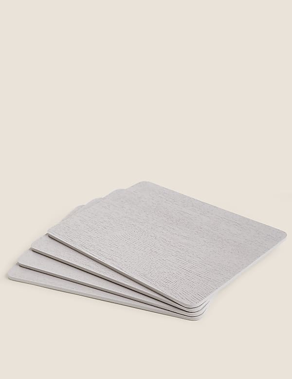 BWK Stevige Placemat - Wit Met Grijze Poes Op Het Gras - Set Van 6 Placemats 40x30 Cm 1 Mm Dik Polystyreen Afneembaar