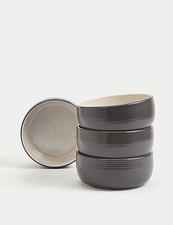 Set of 4 Michigan Cereal Bowls GREY Crockery M&S KG